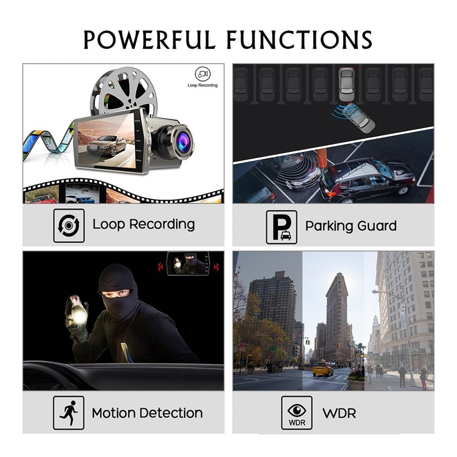 Kamera samochodowa wideorejestrator samochodowy Wi-Fi; Full HD 1080P kamera na deskę rozdzielczą kamera tylna kamera wideo rejestrator automatyczny monitor do parkowania Night Vision GPS Tracker czarn
