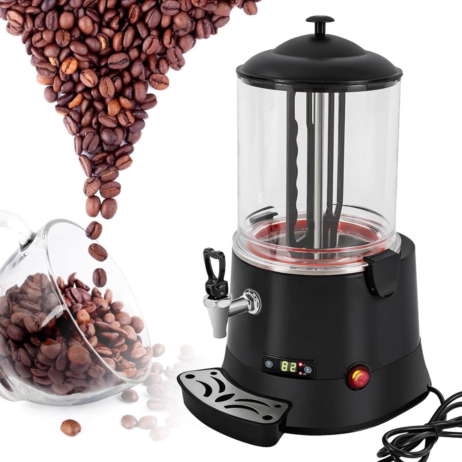 Eastnmythet Hot Chocolate Maker Melting Dispenser Machine 5L/10L, Commercial Electric Hot Beverage Warmer with Faucet Stirring Function LED Display, for Chocolate Melting,220V 10L