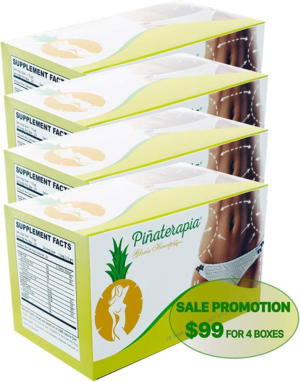 PINEAPLE Tea - Te de piña, Box Pack of 4