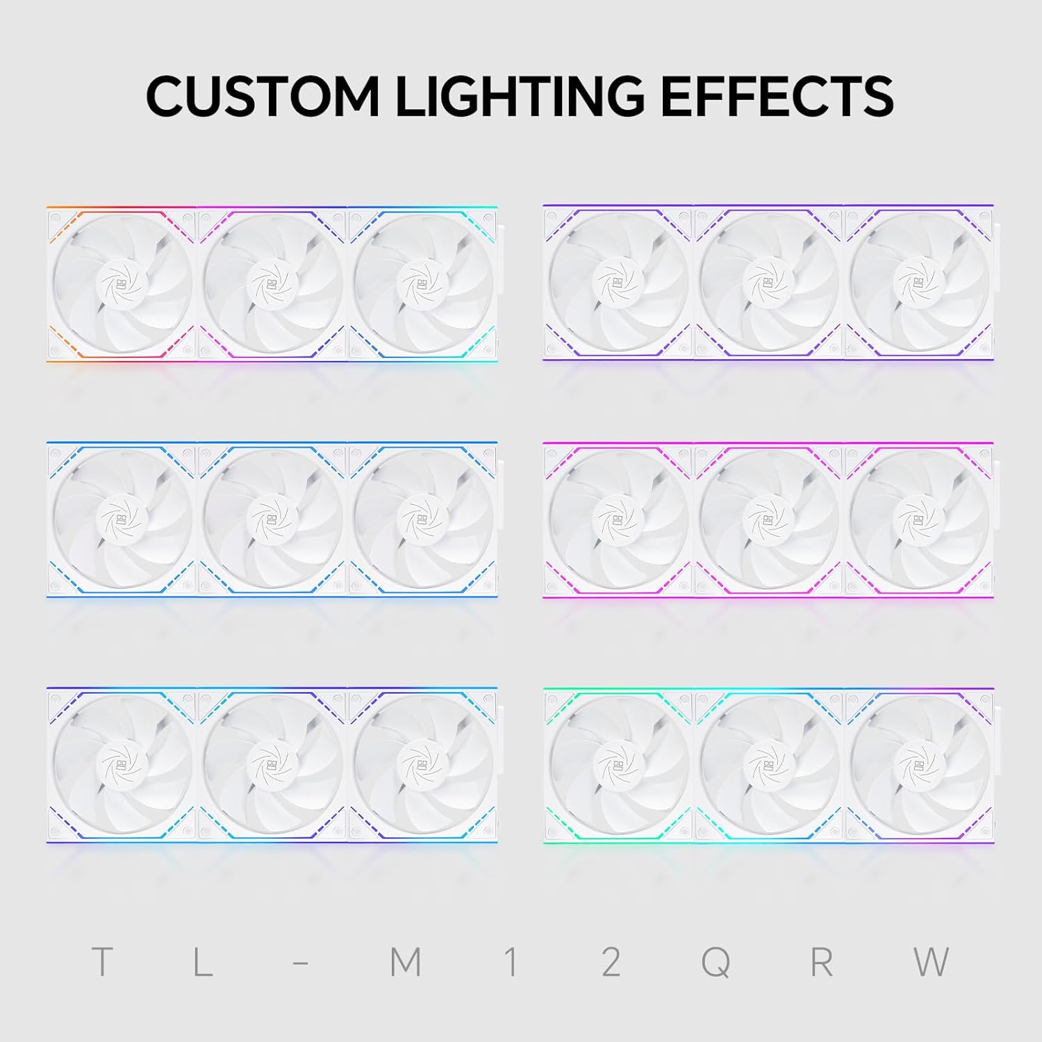 Thermalright TL-M12QRW X3 120mm Reverse PC Case Fans, PWM ARGB Fans, 1500RPM Quiet Cooling, Daisy-Chain, Infinity Mirror Lighting, 3-Pack