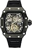 TIME100 Automatic Mechanical Watches for Men Skeleton Square Big Face Wristwatch Adjustable Silicone Strap