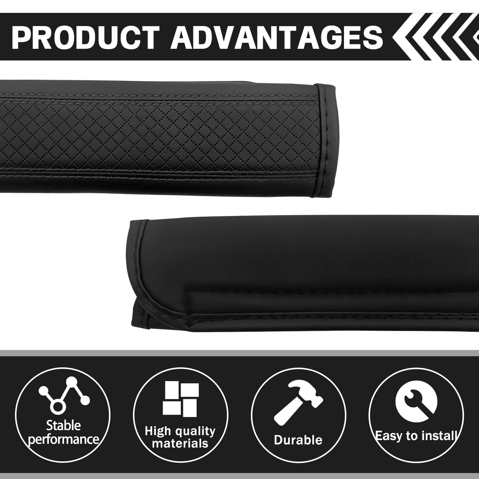 2 fundas universales de cuero para cinturón de seguridad con acolchado transpirable para protección de hombro y cuello y conducción cómoda, almohadillas suaves para correa de coche, accesorios