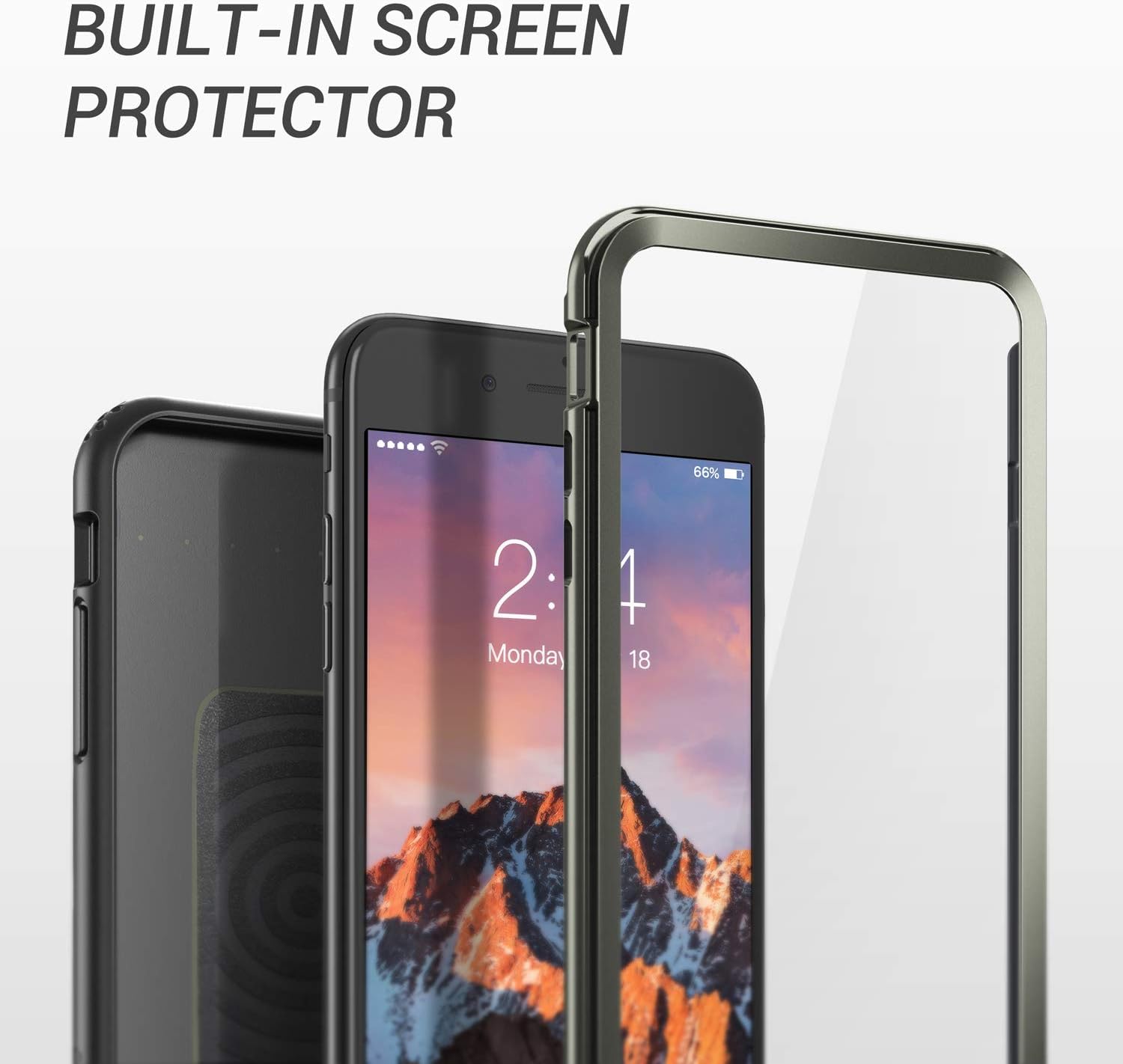 YOUMAKER Case for iPhone 6S, Full Body with Built-in Screen Protector Heavy Duty Protection Shockproof Case Cover for Apple iPhone 6S (2015) / 6 (2014) 4.7 inch - Gun Metal/Black