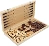 Angoily Foldable Portable Wooden Chess Board Set, 3 in 1 Chess Game, Picnic and School Fun Table Game for Kids