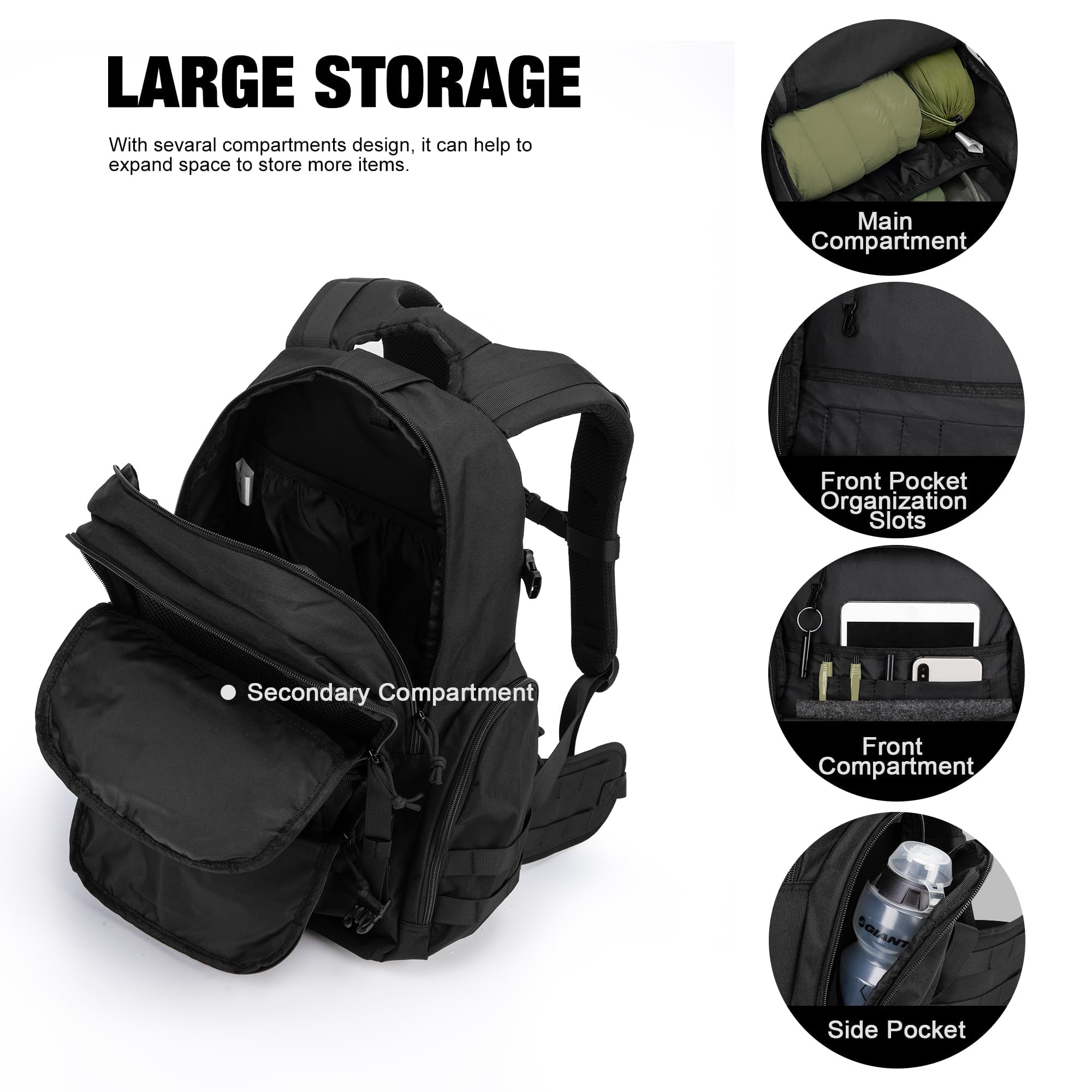 Mardingtop 25L/40L Taktischer Rucksack Herren Wanderrucksack mit MOLLE-System Militär Rucksack, Tactical Backpack für Assault Wandern Reisen Outdoor Arbeit