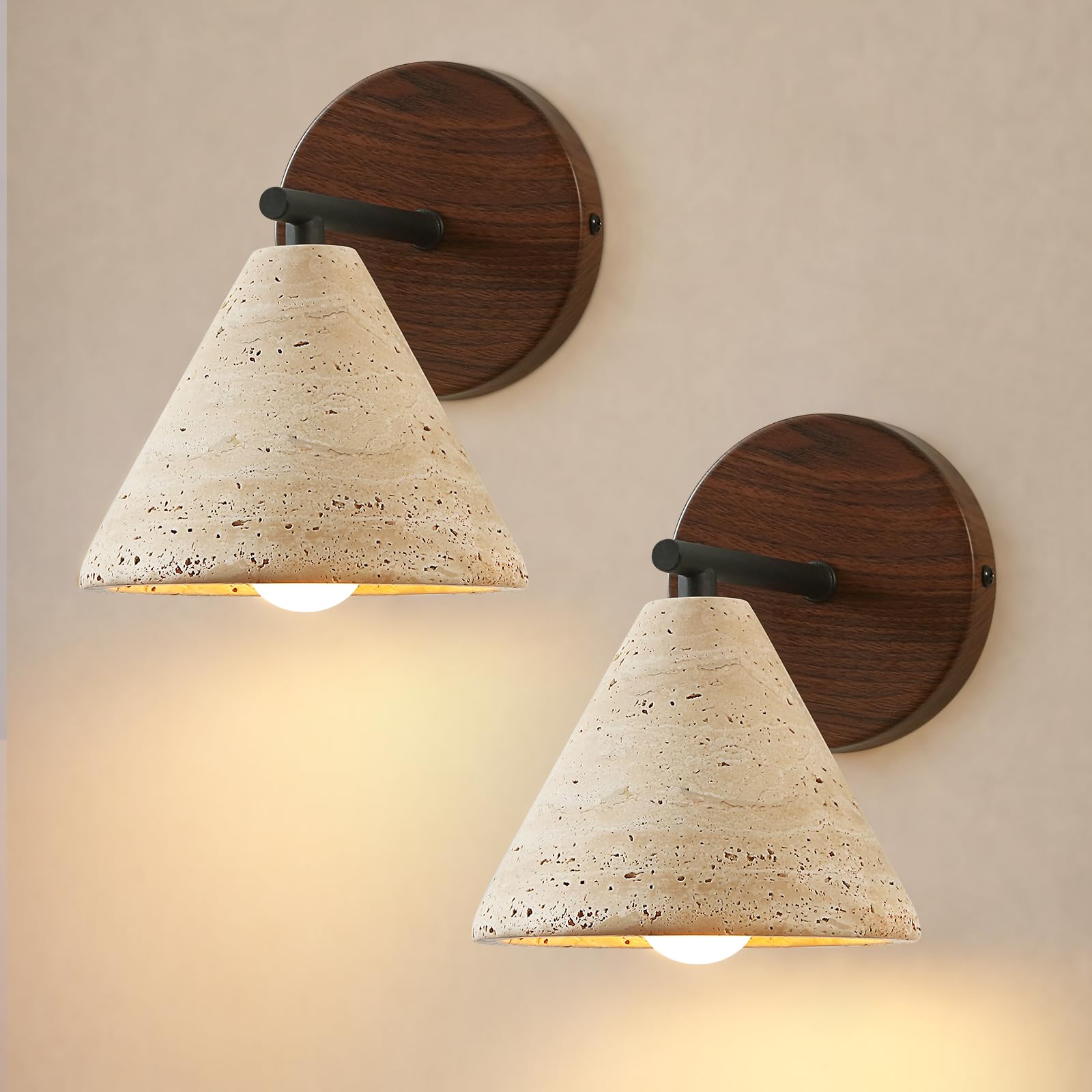 Travertine Wall Sconce Set of 2,