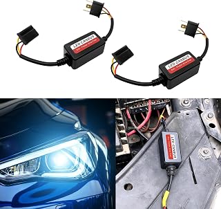 2PCS H4/9003 Car Canbus Decoder, LED Light Decoder, LED Bulb Anti Flicker Harness Error Code Canceler, Universal Car Accessories Warning Canceller Resistor Adapter for Most Cars (H4/9003)