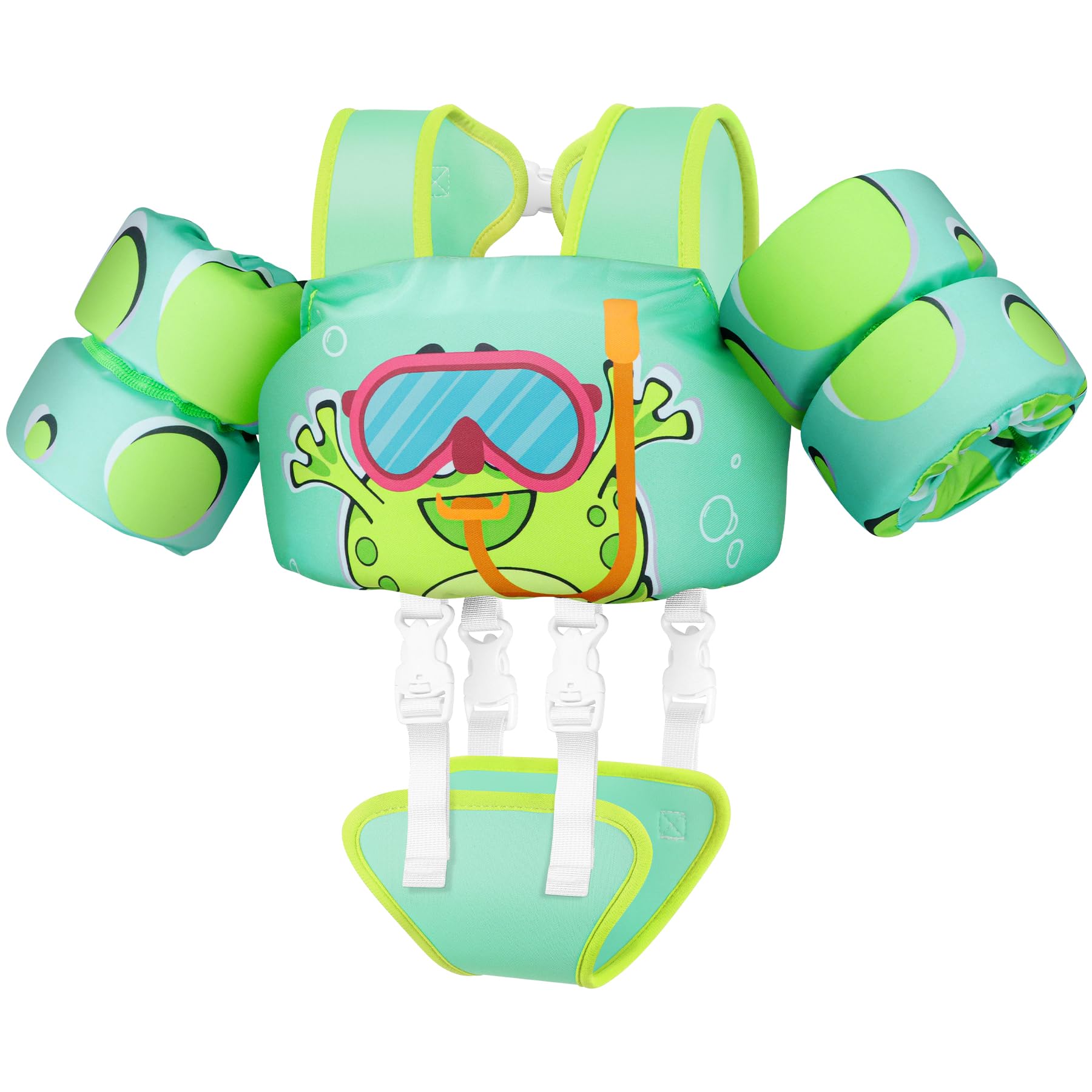 Vvinca Toddler Swim Vest for Kids 13-30-50 lbs Boys Girls Puddle Kids Jumper Toddlers Pool Floaties Jacket with Adjustable Crotch Strap Sleeves