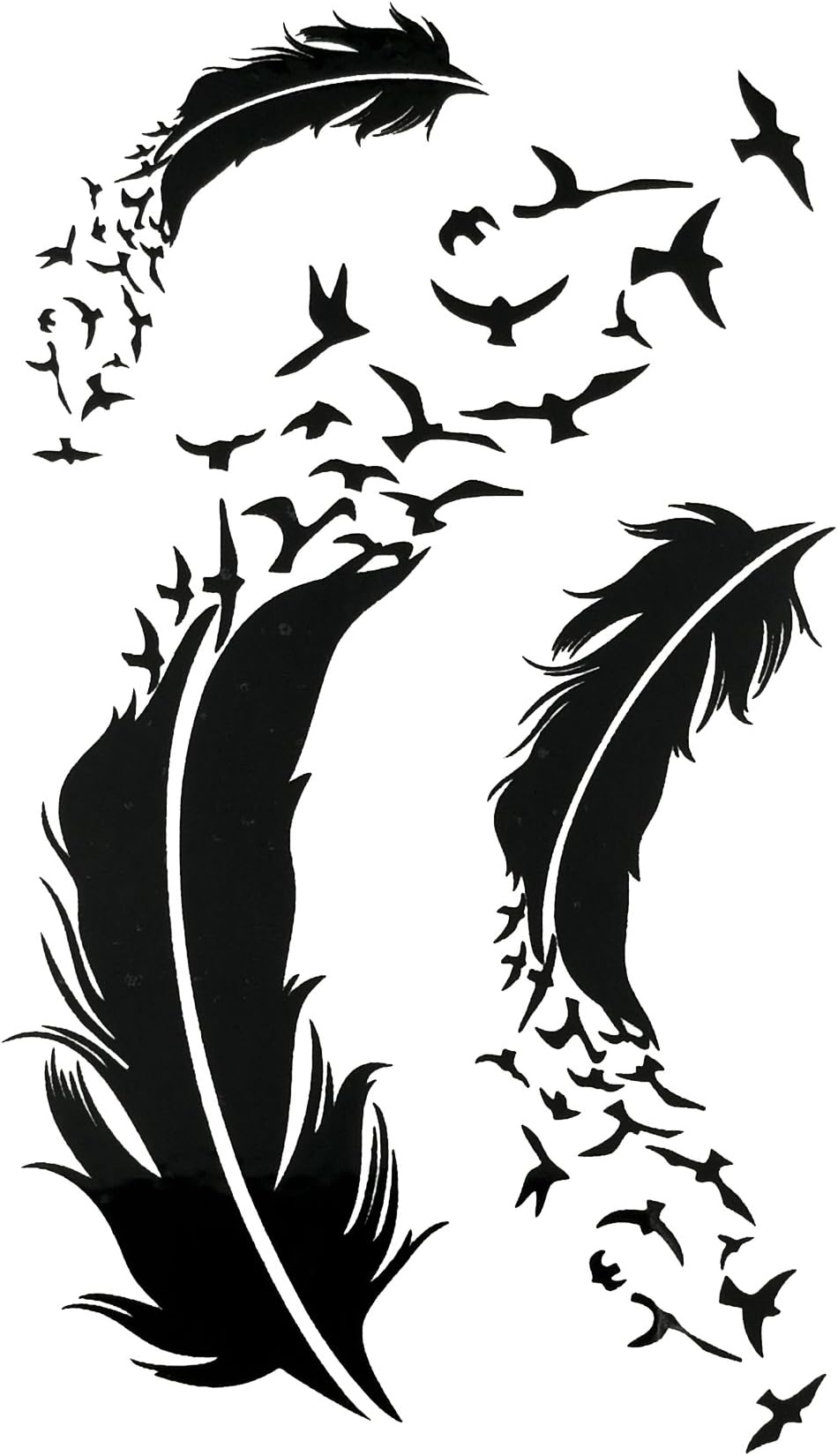 3D Temporary Tattoo Feather Design Size 10.5x6CM - 1PC. Black