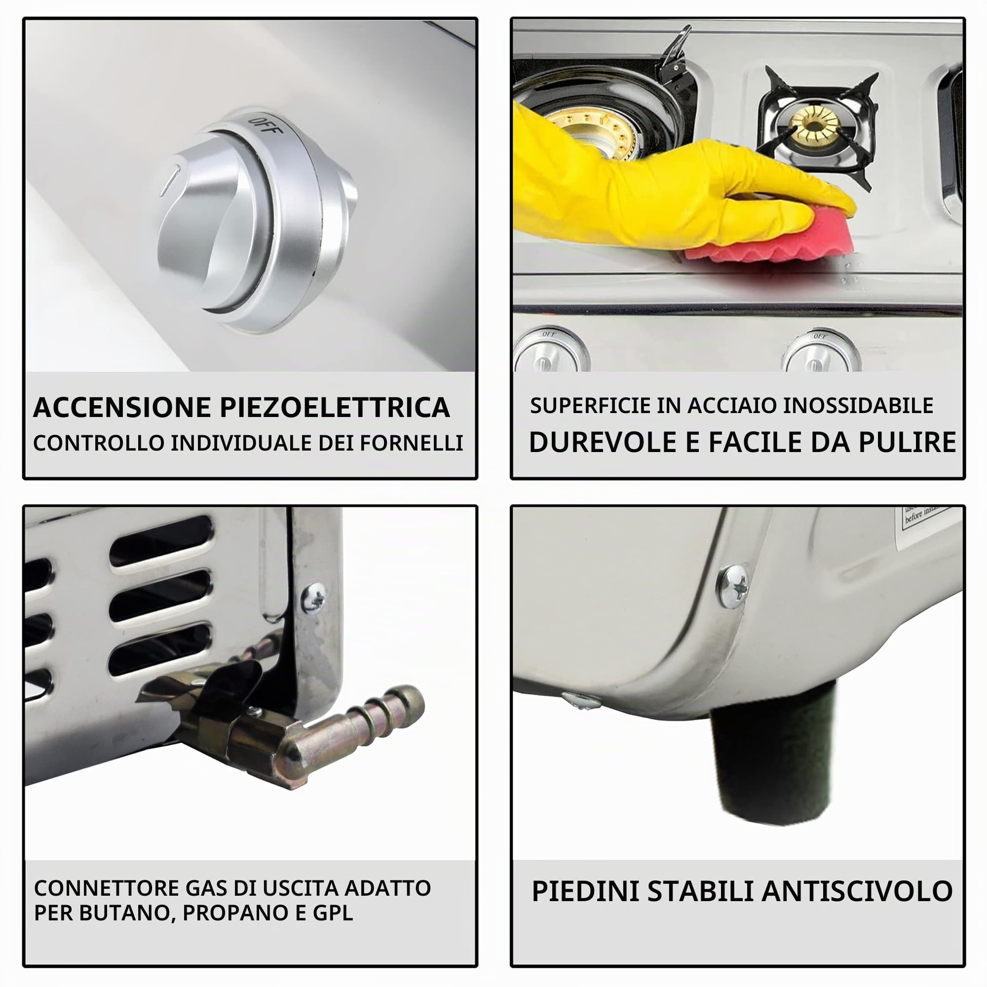 NJ NGB-300 Fornello a Gas Portatile - 3 Fuochi per Esterni Stufa GPL Campeggio