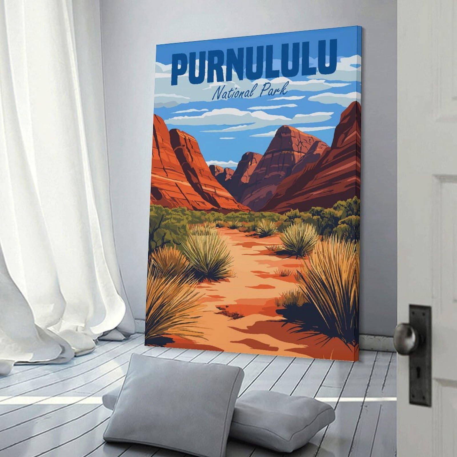 Junmoney Frame-Style-22 Purnululu National Park Vintage Canvas Wall Decor, 24X36inch(60X90cm), For Bedroom, Guest Room Or Reading Nook, Canvas Wall Decor For Personal Spaces