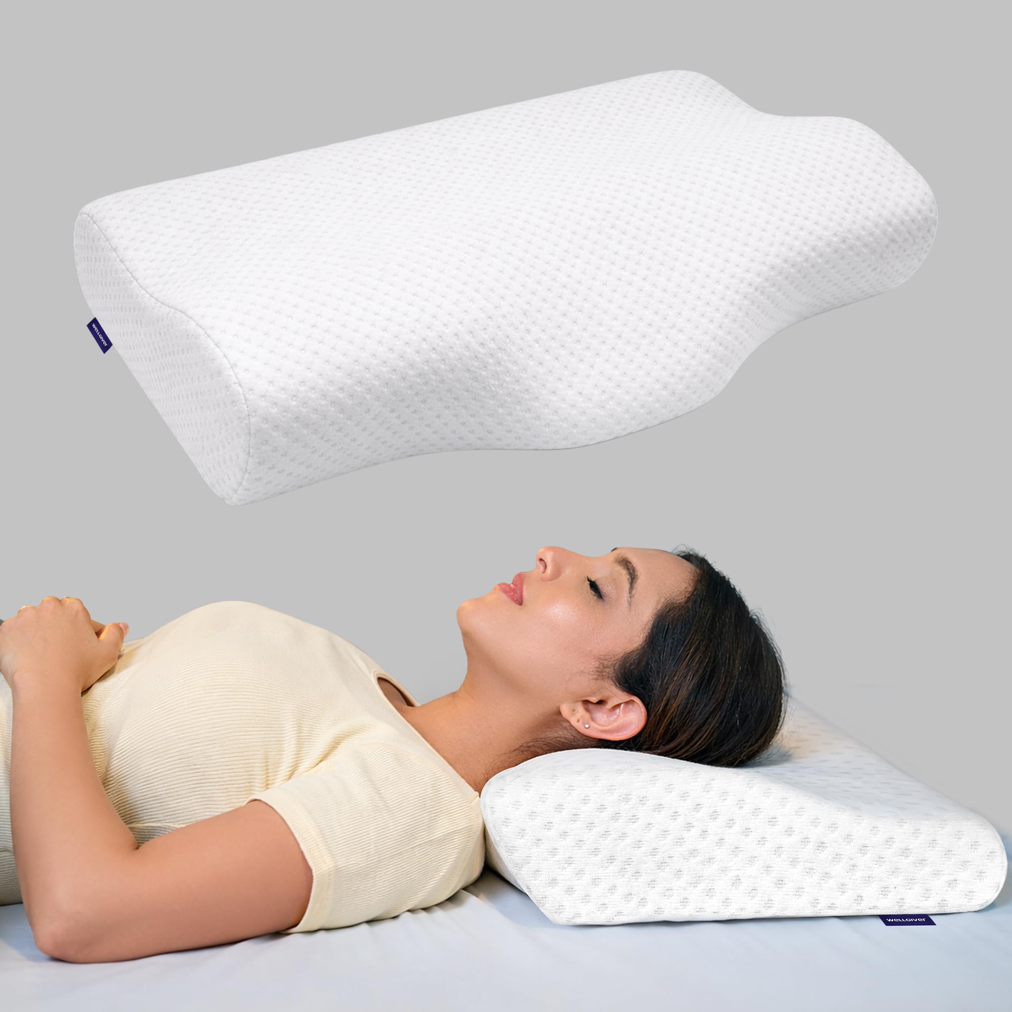 WELLGIVER Cervical Memory Foam Pillow for Neck Pain | 2 Year