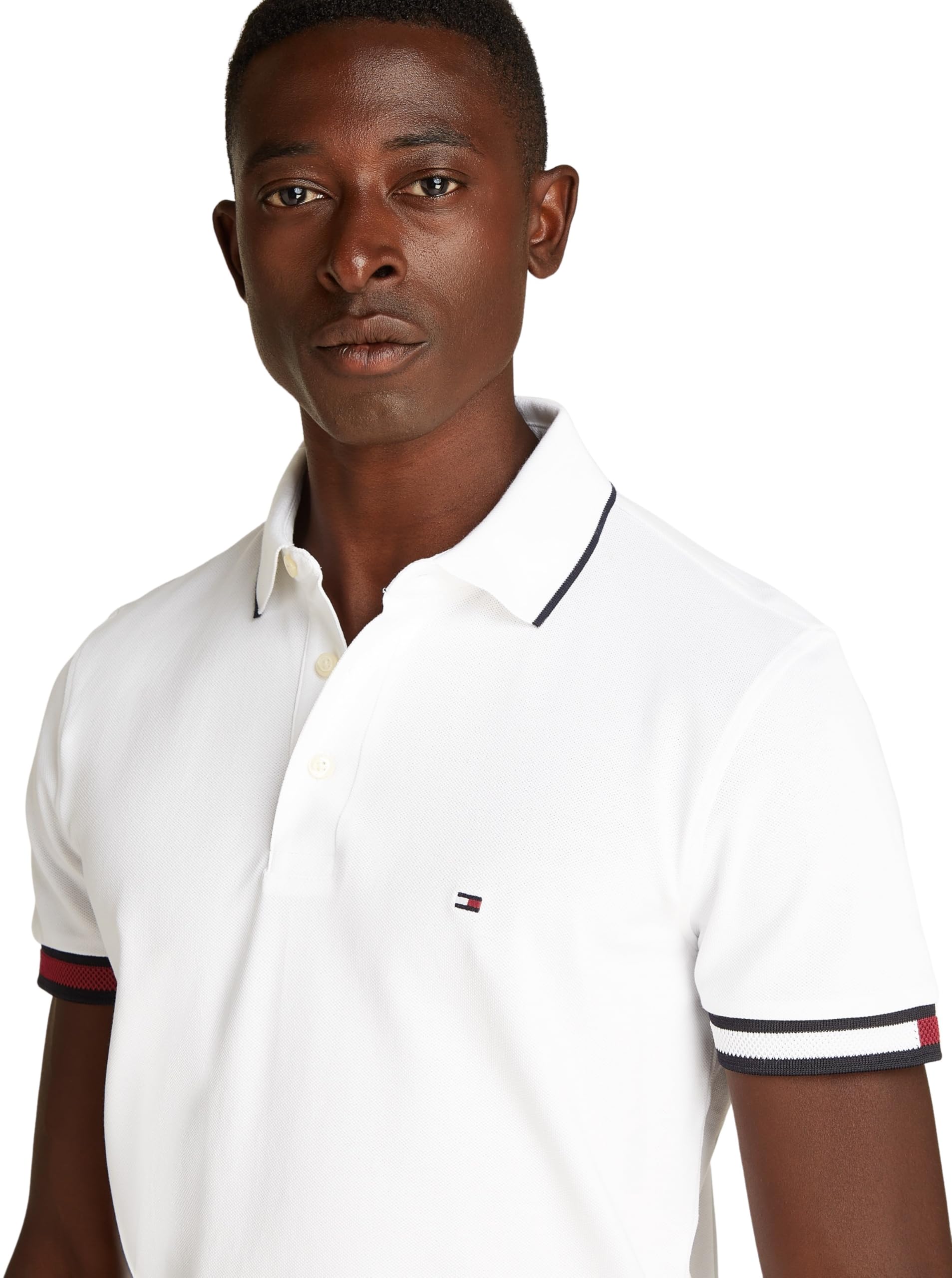 Tommy Hilfiger Polo de Manga Corta Hombre Flag Cuff Slim Fit