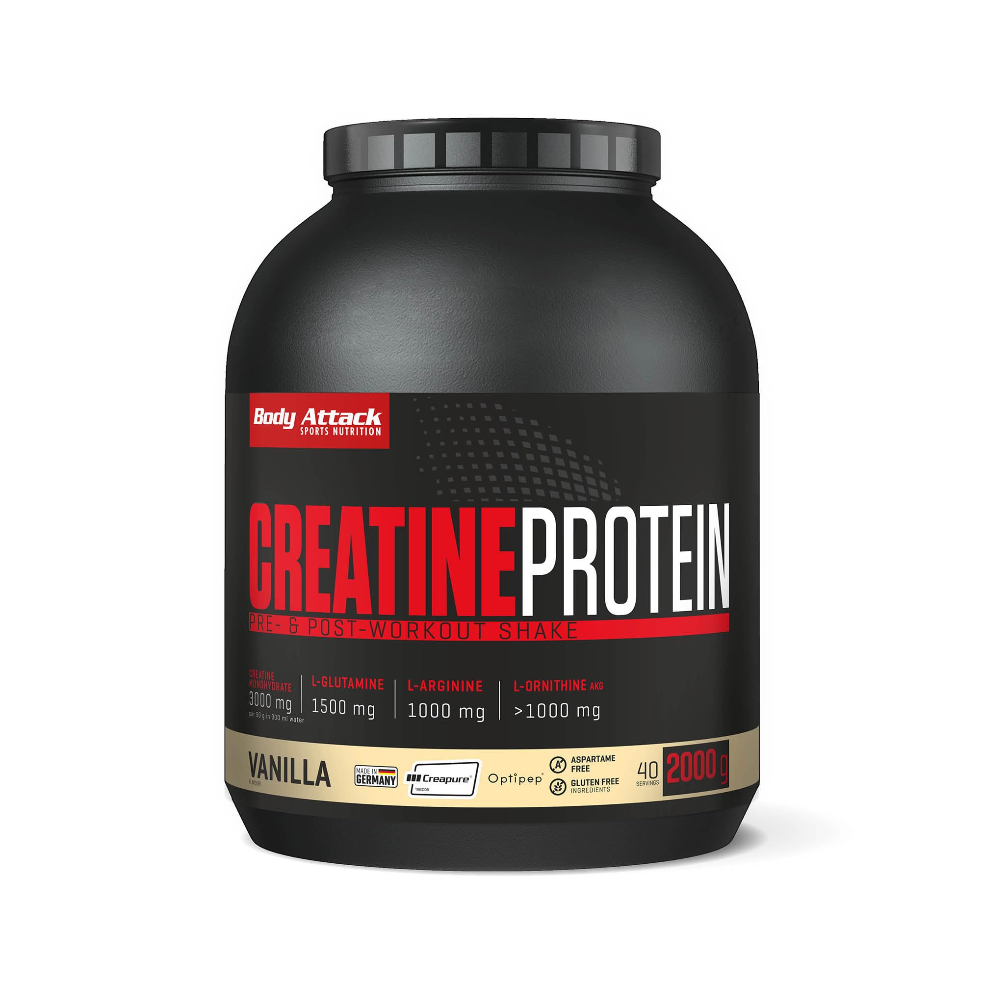 Body Attack Creatine Protein, Vanille (1 x 2 kg)