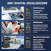 Vista 2 de Hantek Osciloscopio de mano 3 en 1, osciloscopio digital automático de 40 MHz 2 canales, multímetro, generador de forma de onda con pantalla LCD a