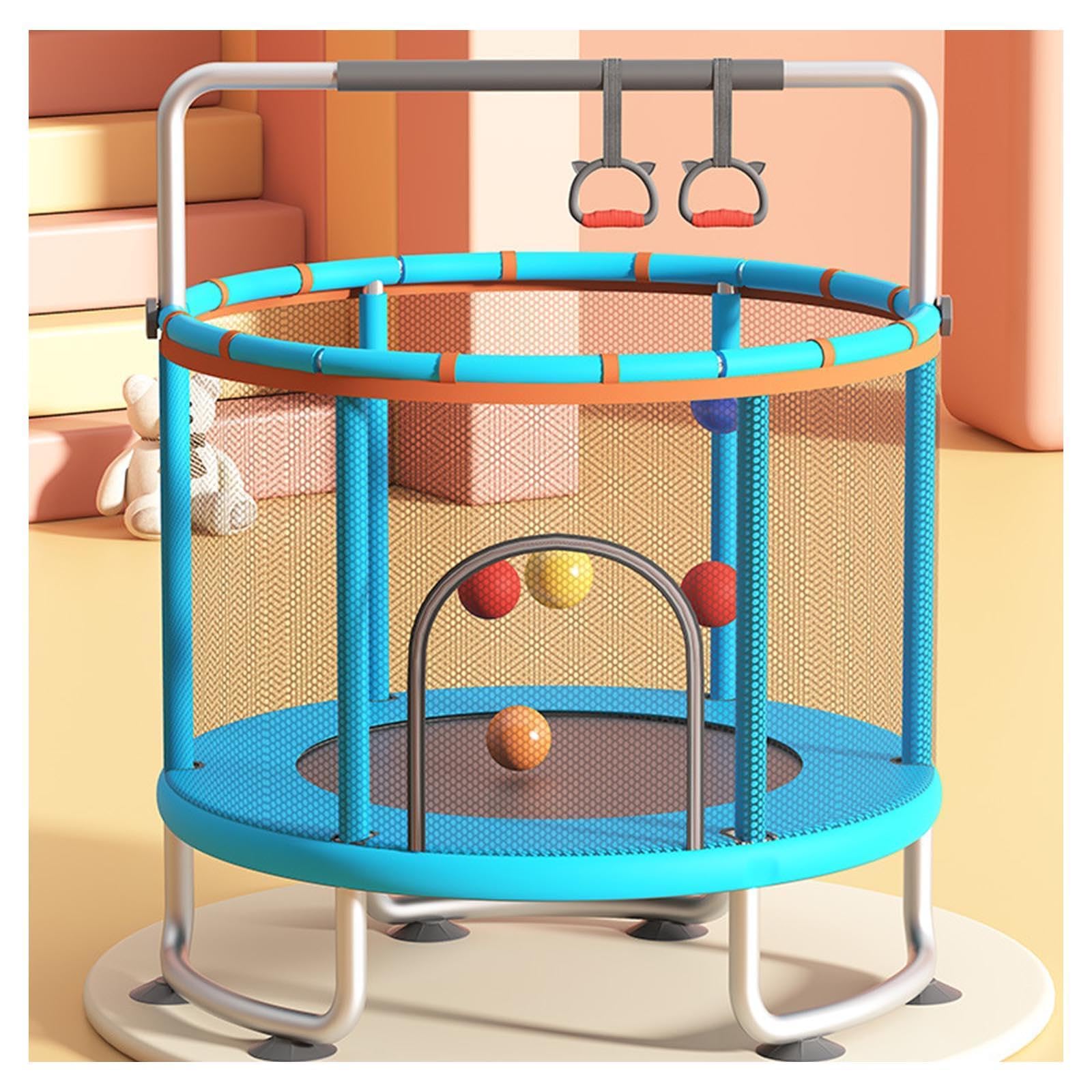 Camas Elasticas para Niños con Red De Seguridad, Capacidad 250 Kg, Brincolín para Niños con Anillo De Tracción Trampolim Criança para Uso En Interiores Y Exteriores