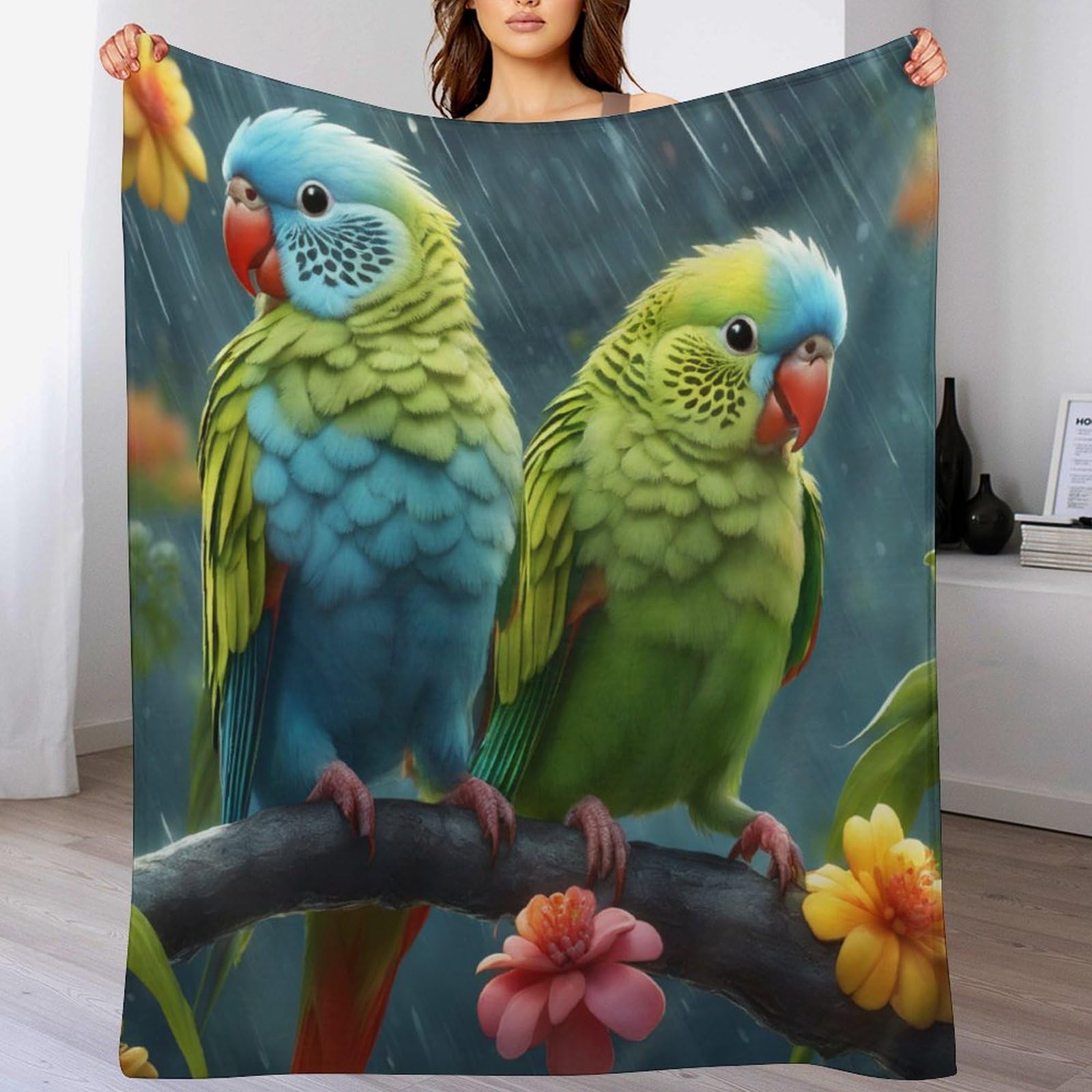 Couverture polaire perroquet pour un canapé cocooning et des soirées douillettes