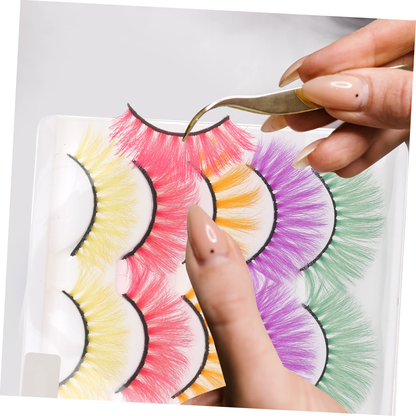 Housoutil 25 Paia ciglia finte colorate ciglia soffici frustata falsa extension ciglia colorate ciglia naturali ciglia cosmetiche estendere 3d Imitazione