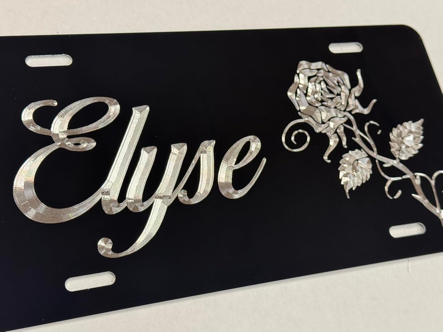 New Personalized Custom Rose Diamond Etched Engraved License Plate Car Tag