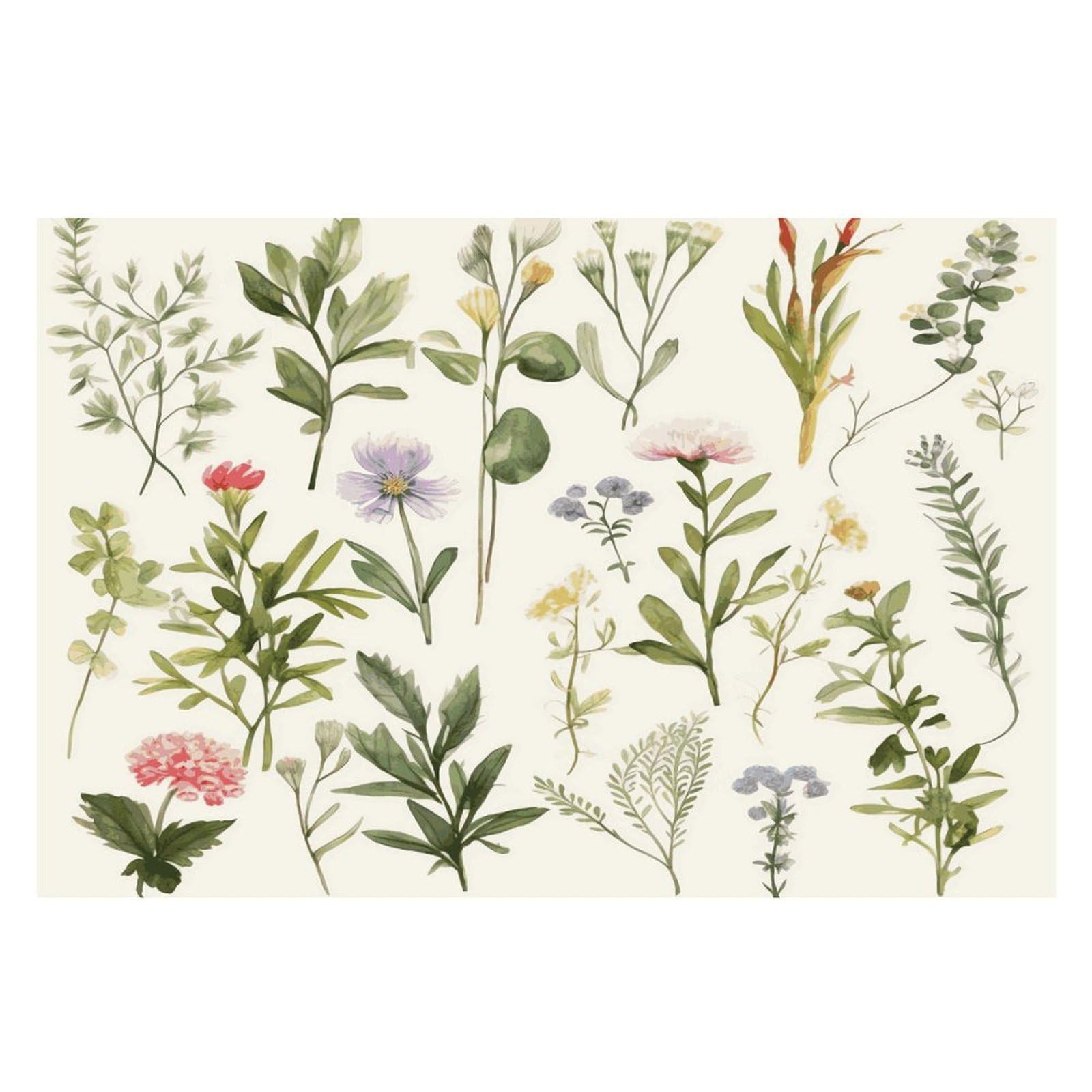 Season Watercolors of Herbs Flowersb Placemats Heat-Resistant Washable Place Mats Anti Slip Dining Table Place Mats Wipeable Dining Table Mats Kitchen Decoration Placemats 17.7’’×11.8’’