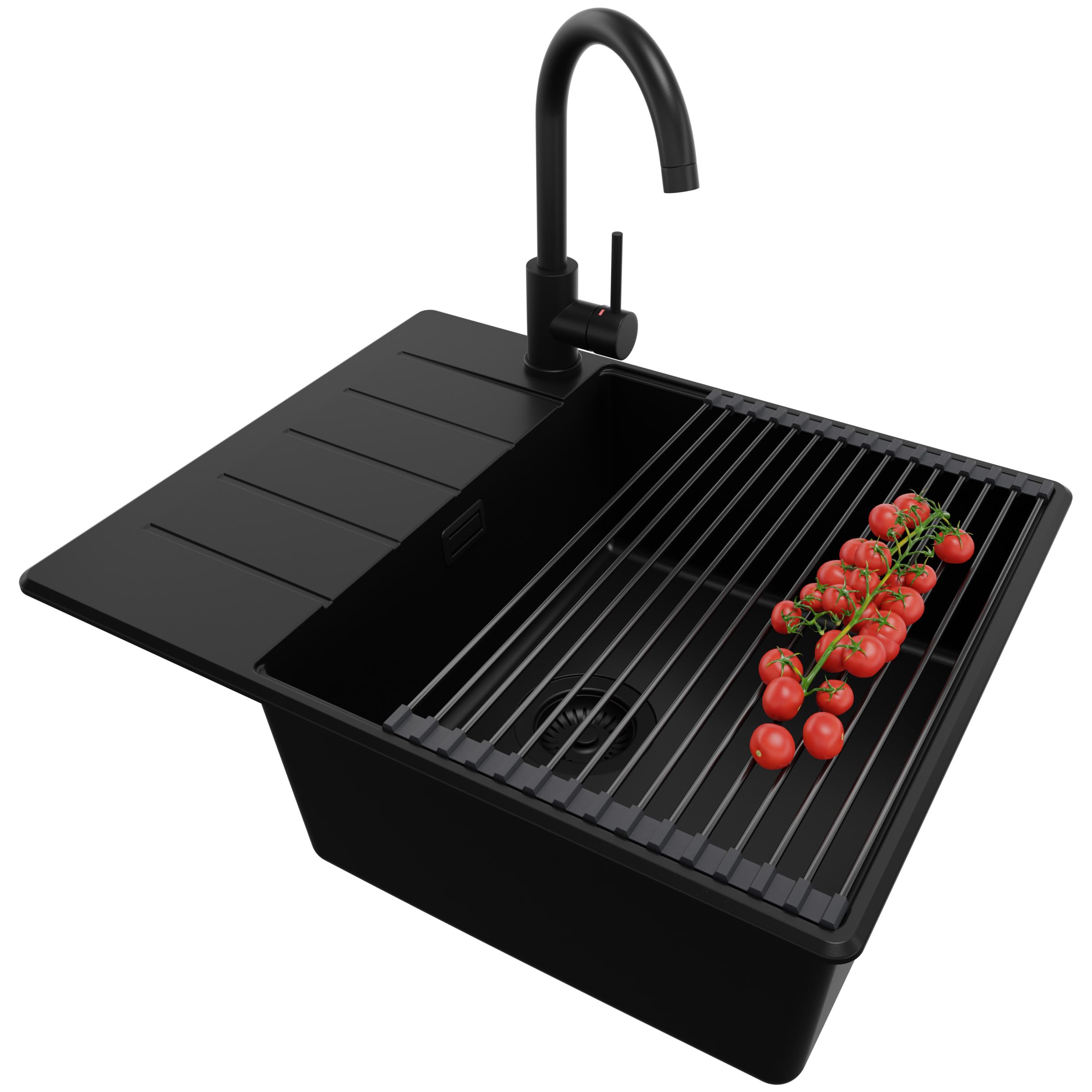 PRIMAGRAN Granitspüle ab 50er Unterschrank + Küchenarmatur, 62x50cm
