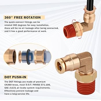 CheeMuii 50 FT DOT Air Line With Brass Fittings Kit for Air