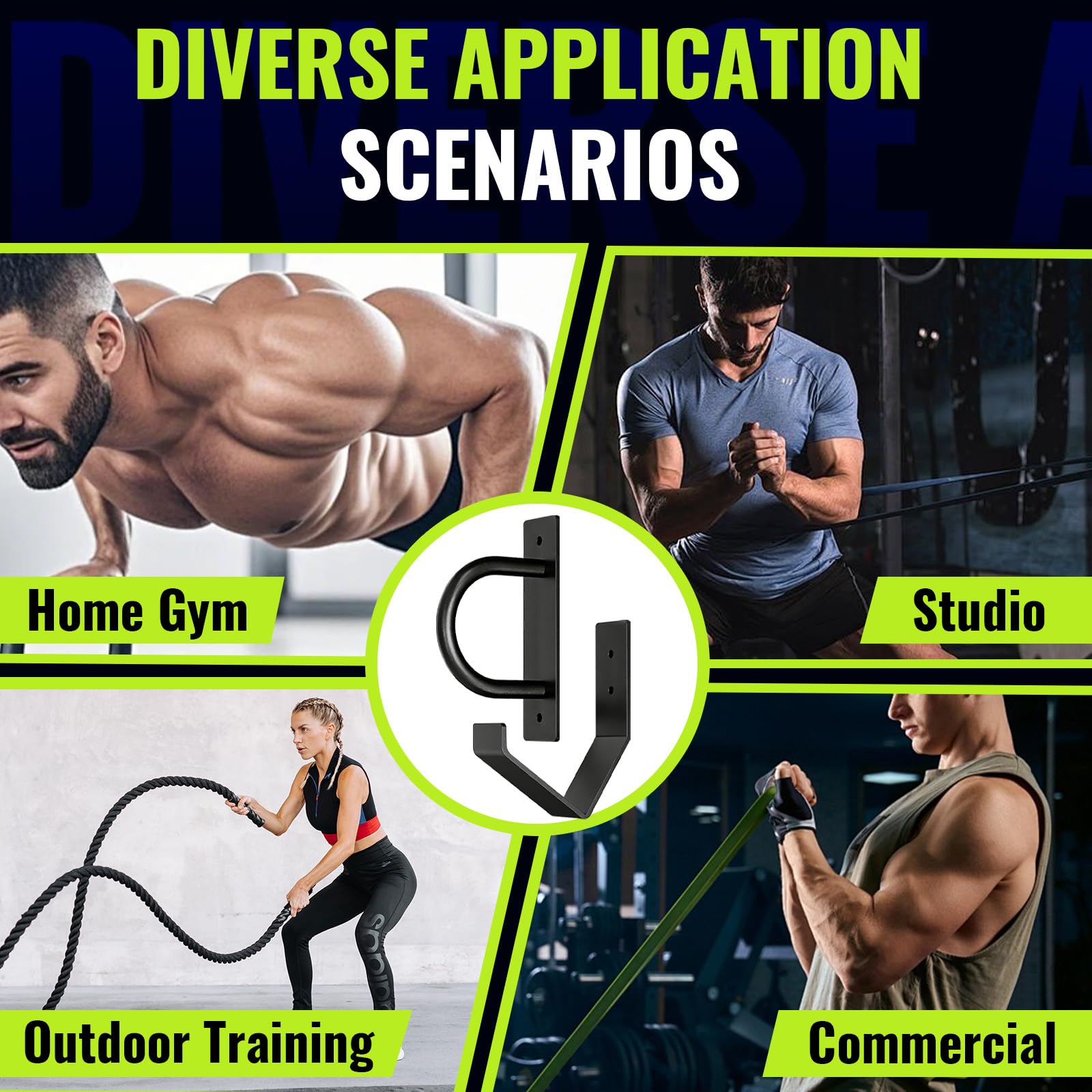 Wandhalterung, Halterung für Battle Rope Schwungseil mit Wandaufbewahrungshaken Befestigungsmaterial Kampfseil-Wandanker-Set Mattschwarz für Krafttraining-Systeme Boxsack Schaukeln Boxing Equipment