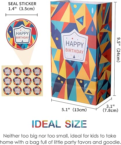 Miniatura 2 de HURSROOR Bolsas de regalo de fiesta de feliz cumpleaños (paquete de 24), bolsas de papel kraft, bolsas de dulces, bolsas de regalo, bolsas de