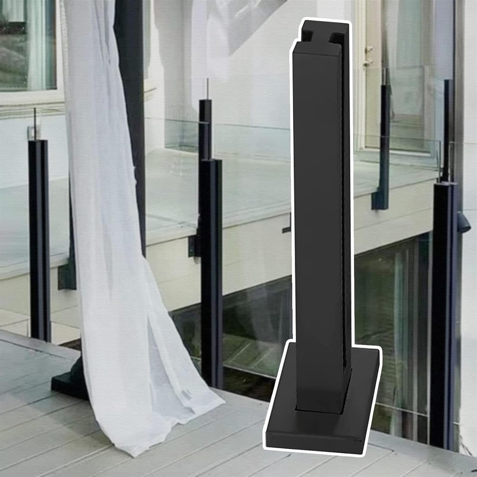 Sistema de postes de barandilla de vidrio de acero inoxidable cuadrado negro interior exterior 85cm