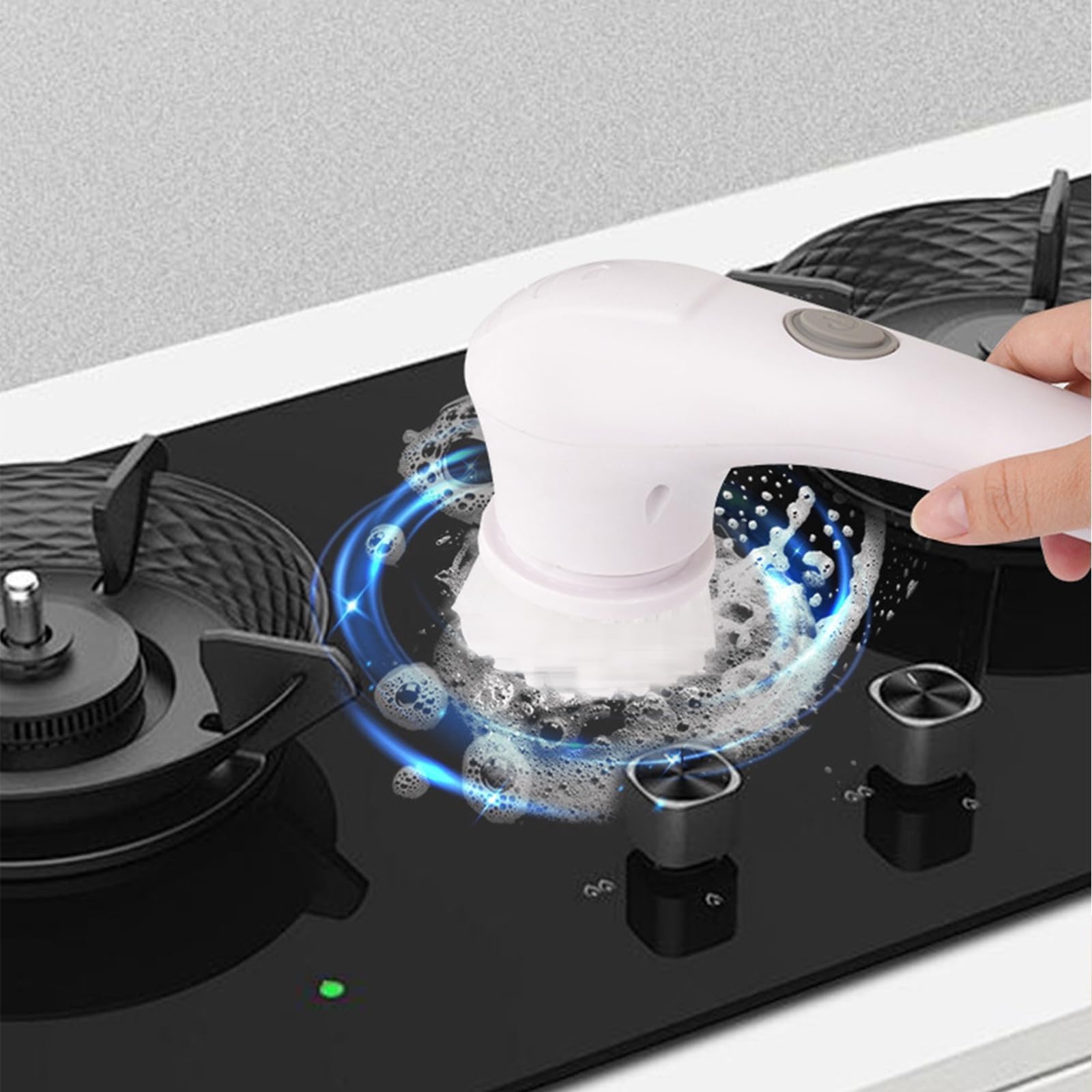 Fregadora Giratoria Eléctrica Inalámbrica,Cepillo De Limpieza For El Hogar,Cepillo Giratorio Eléctrico De Mano Recargable con 5 Cabezales Adecuado For Baño, Azulejos, Piso, Bañera, Cocina