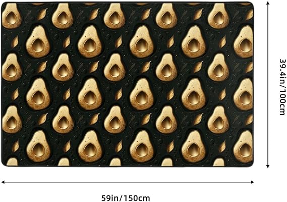 Area Rugs for Living Room Decor - Anti Slip Throw Washable Rugs 3x5, Gold Avocado Leaves Print Indoor Soft Carpet for Bedroom/Room/Living/Dining 60x39 Inch