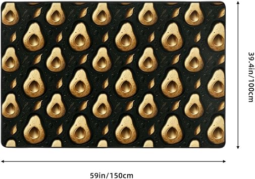 Area Rugs for Living Room Decor - Anti Slip Throw Washable Rugs 3x5, Gold Avocado Leaves Print Indoor Soft Carpet for Bedroom/Room/Living/Dining 60x39 Inch
