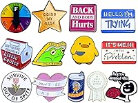 YJPREMIUMS Funny Enamel Pins 16PC Set - Cute Cartoon Meme Brooches for Backpacks, Jackets, Hats, Teens Adults