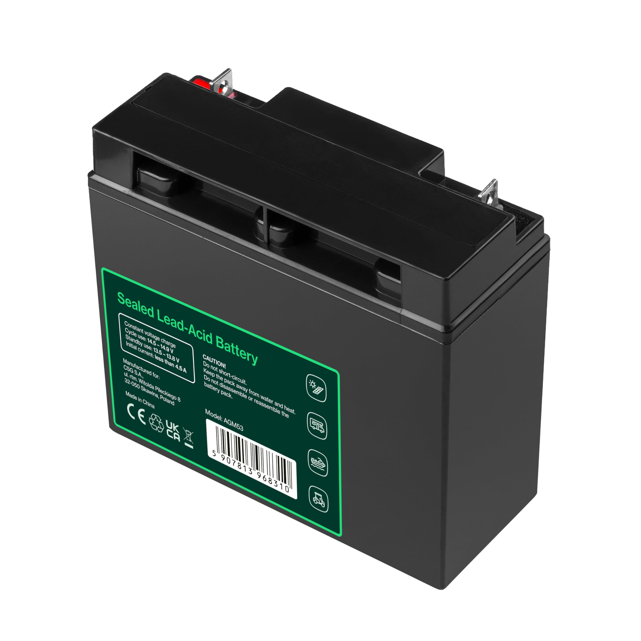 Green Cell AGM 12V 15Ah VRLA Batteria al Piombo per Casse e Bilance | Per Giocattoli per Bambini, Tosaerba, Sistemi di Allarme e Antincendio, Telecamere di Sorveglianza e Telecomunicazioni
