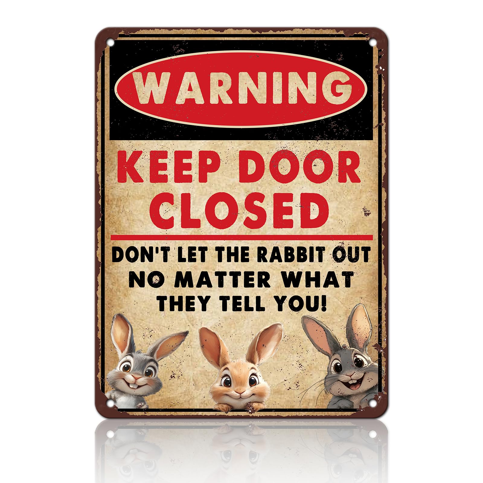 Anceky Retro Metal Sign Keep Door Closed Don't Let the RabbitsTin Sign Wall Decor for Home Cafe Garage Porch Plub 12×16 Inch