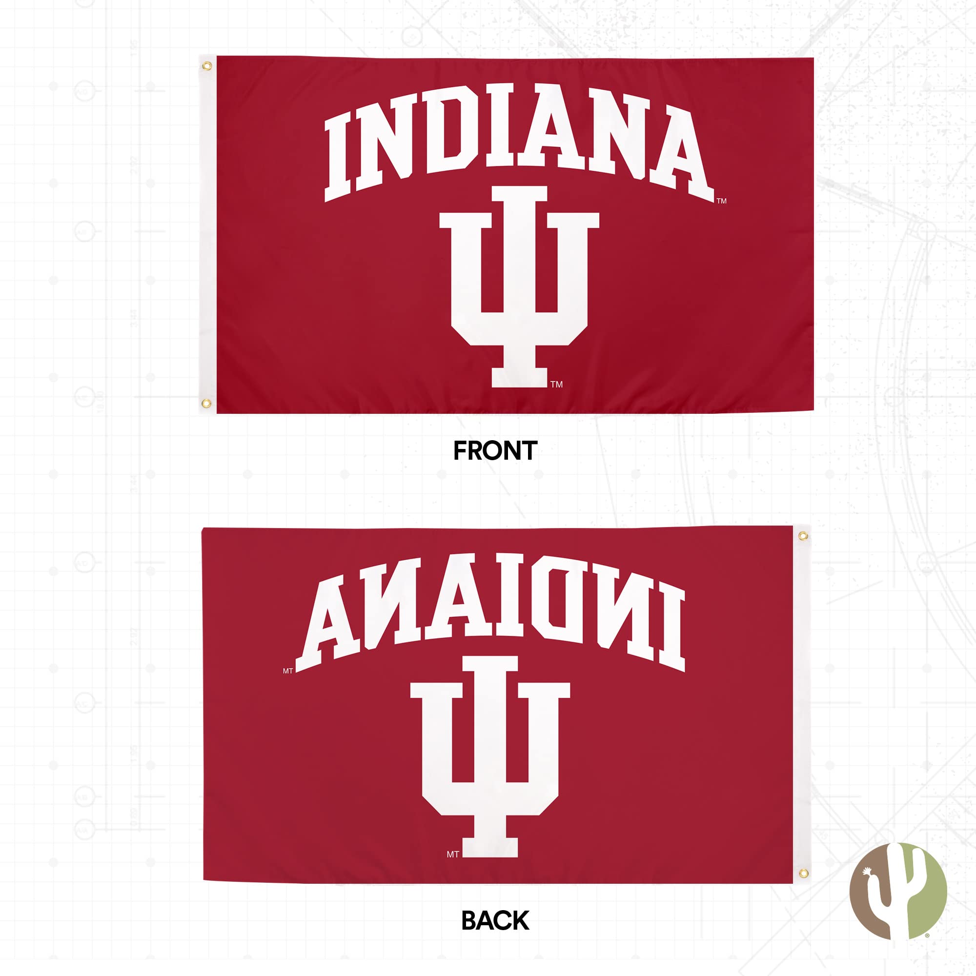 Desert Cactus Indiana University IU Flag - 3 x 5 Feet Hoosiers Banner, Indoor/Outdoor Durable Fabric, 100% Polyester Design (Style 2)