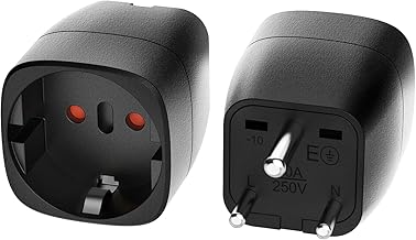 2 Pieces France to India Travel Adapter EU to India Plug Europe to Indian Plug Adapter Type D for Sri Lanka, India, Nepal, Maldives (Black)