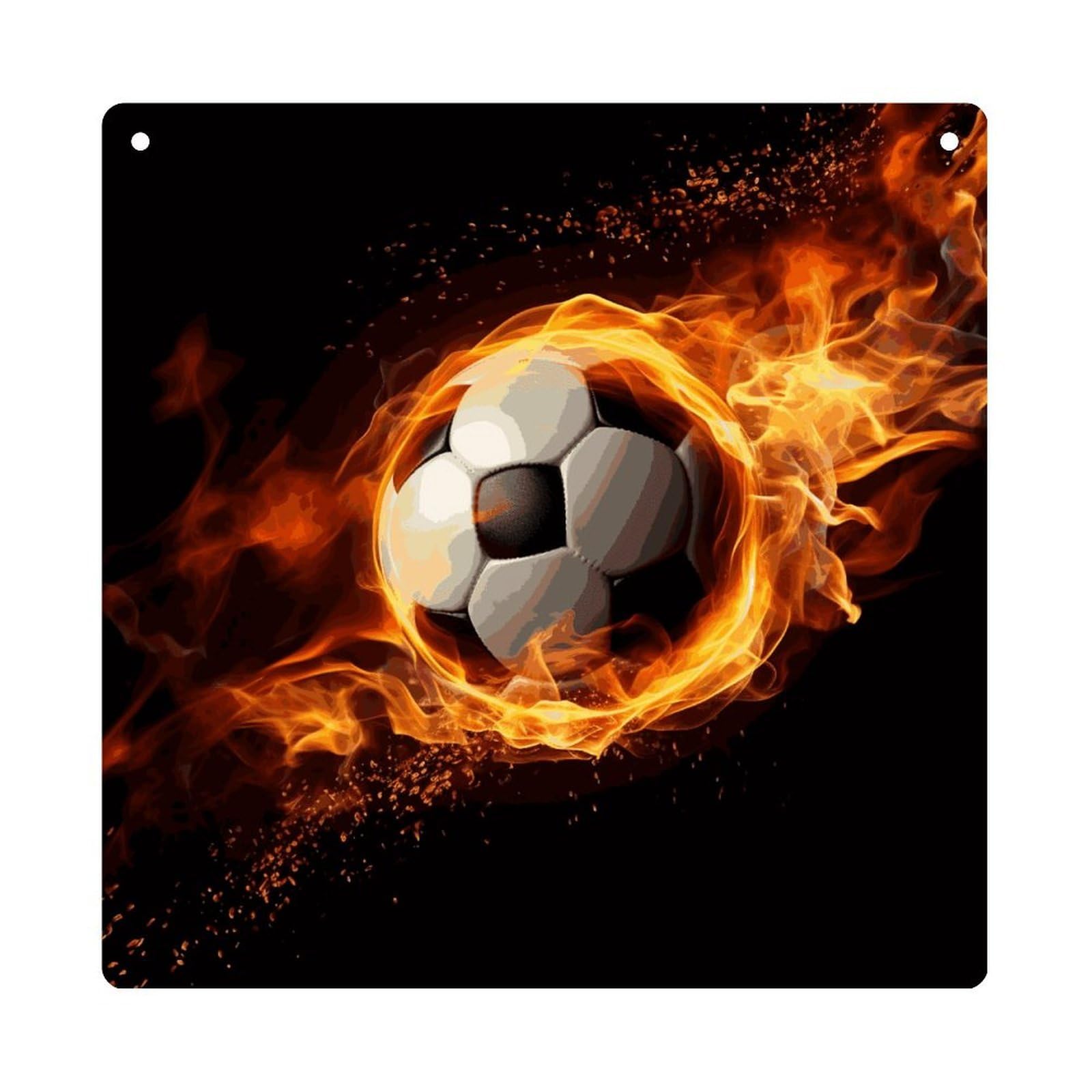 Adfgyerh Style Soccer Flame Hanging Ornaments Window Hanging Modern Acrylic Decor For Living Room Bedroom Dining Room Hallway Office Wall Decor, 8X8 In
