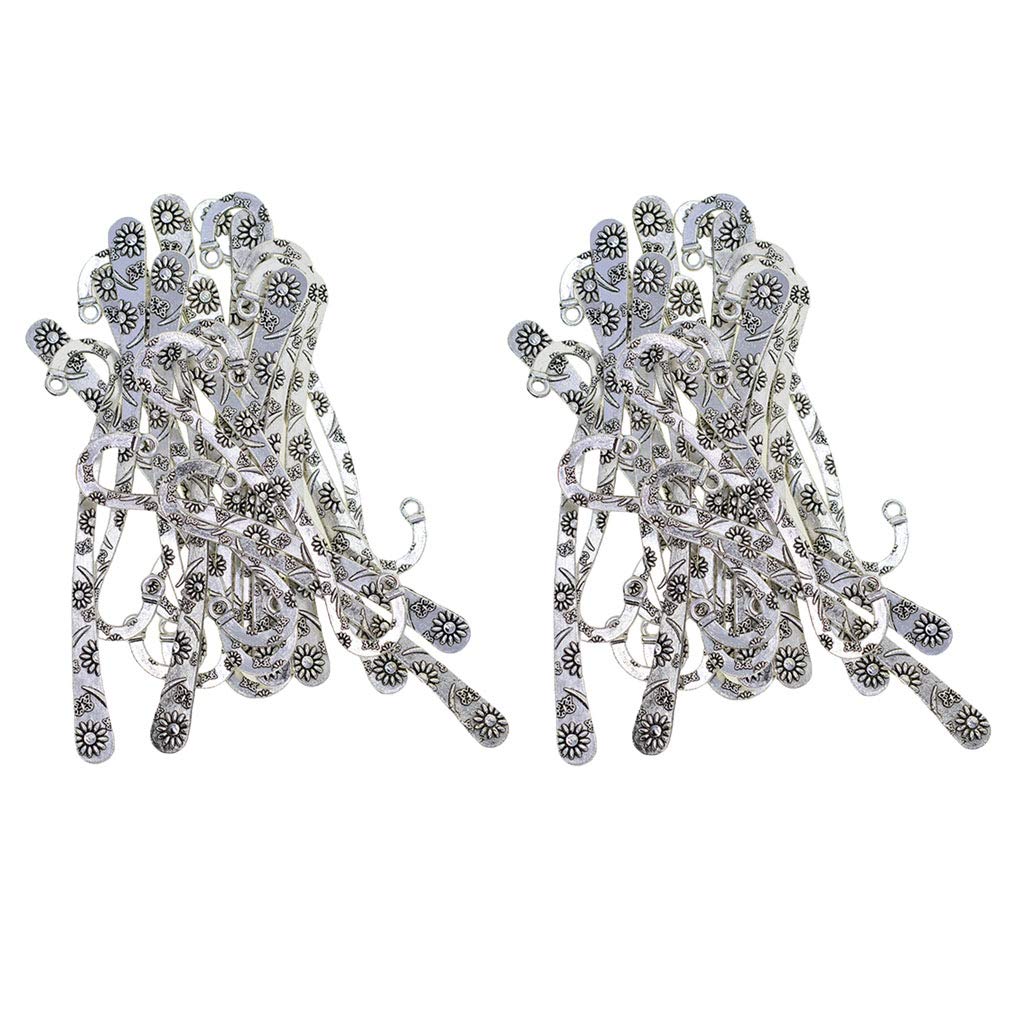 Colcolo 40 Pieces Metal Bookmarks Vintage Pattern, Tibetan, 81mm