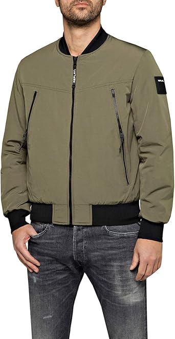 replay bomber jacket green