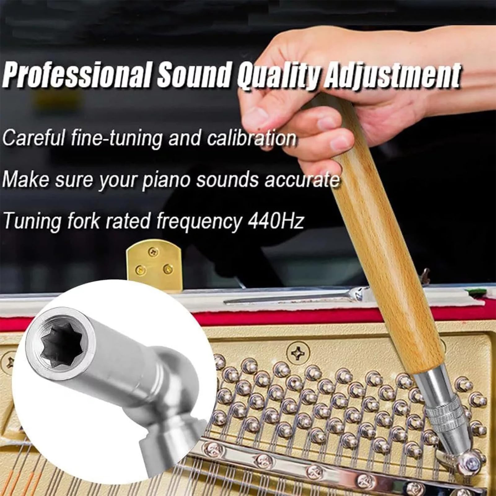 Juego de afinadores de piano, juego de afinadores de piano, juego de 16 piezas profesional de afinación de piano, juego de herramientas de afinación de piano, martillo, accesorios para piano, Acción