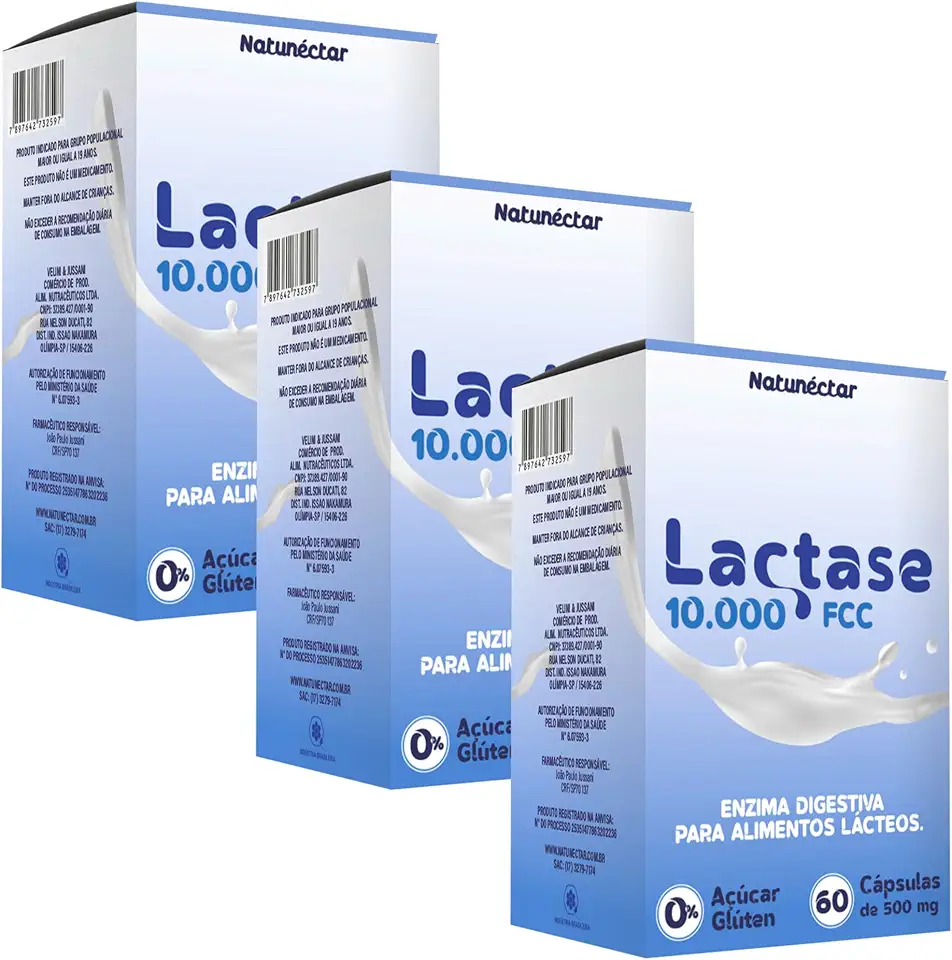 Combo 3x Lactase 10.000 FCC 60 Cápsulas Natunéctar