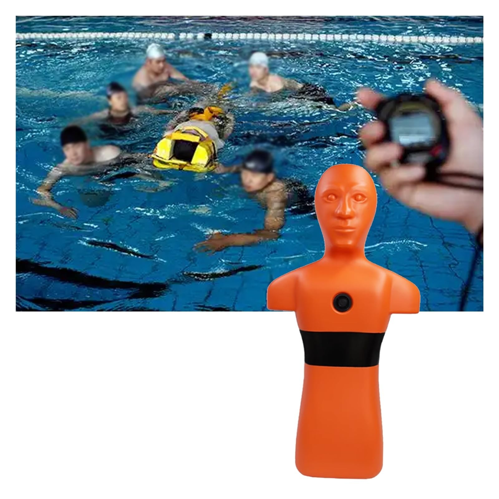MZZKFC Realistic PE Water Rescue Training Dummy, 38.6 in Drowning Drill Model for School/Clubs Water Safety Courses, Swimming Teaching Tools for Adults/Teenagers(Orange)