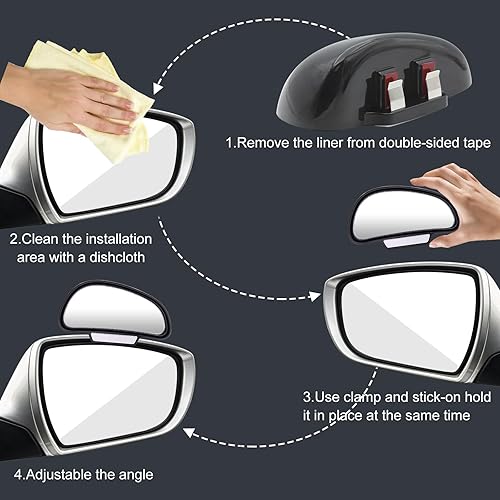 Miniatura 4 de Espejo de punto ciego, espejos retrovisores para automóvil, espejo auxiliar universal para automóvil, vidrio verdadero HD, espejo lateral auxiliar