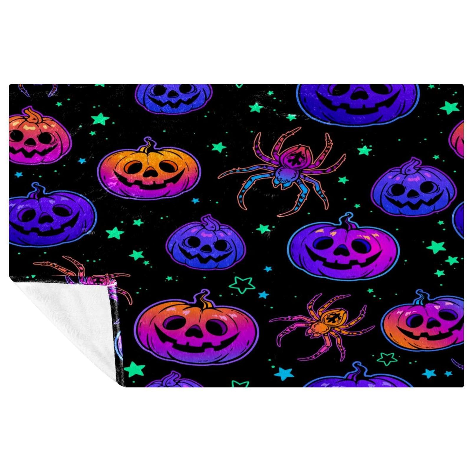Plaid d'Halloween violet pour soirées cocooning sur le canapé et sorties pique-nique