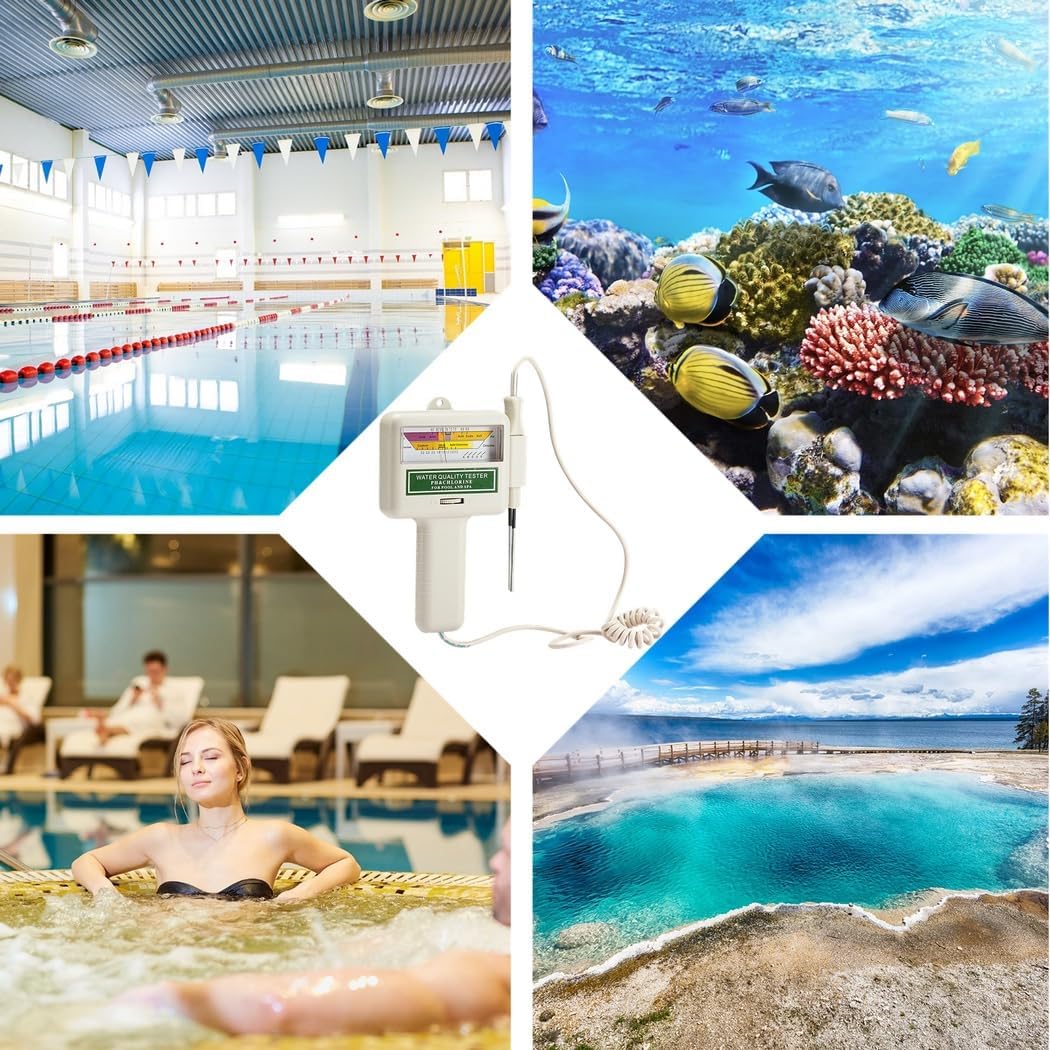 Water Quality Ph and Chlorine Meter, 2-in-1 Tester for Swimming Pools, Aquariums, and Drinking Water