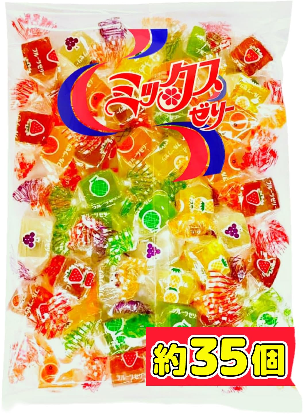 Kinjo Seika Mixed Agar Jelly, Large Capacity, 17.6 oz (500 g), 5 Flavors, Strawberry, Orange, Grape, Melon, Pineapple, ASMR Tiktok