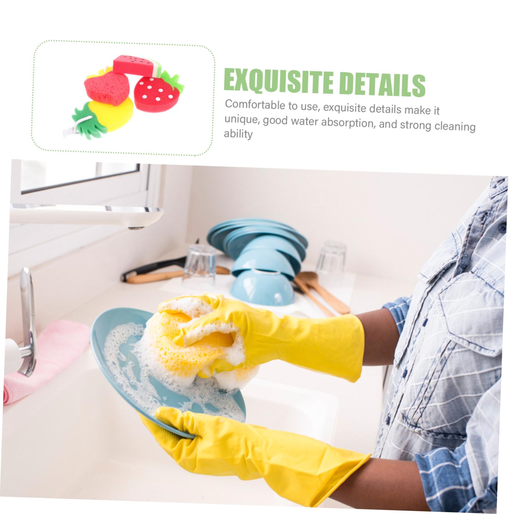 Éponges Cuisine de Fruits pour Nettoyer Casseroles et Plans de Travail Plusieurs Styles Lot de 4 Éponge à Récurer Cartoon Forte Absorption d'eau