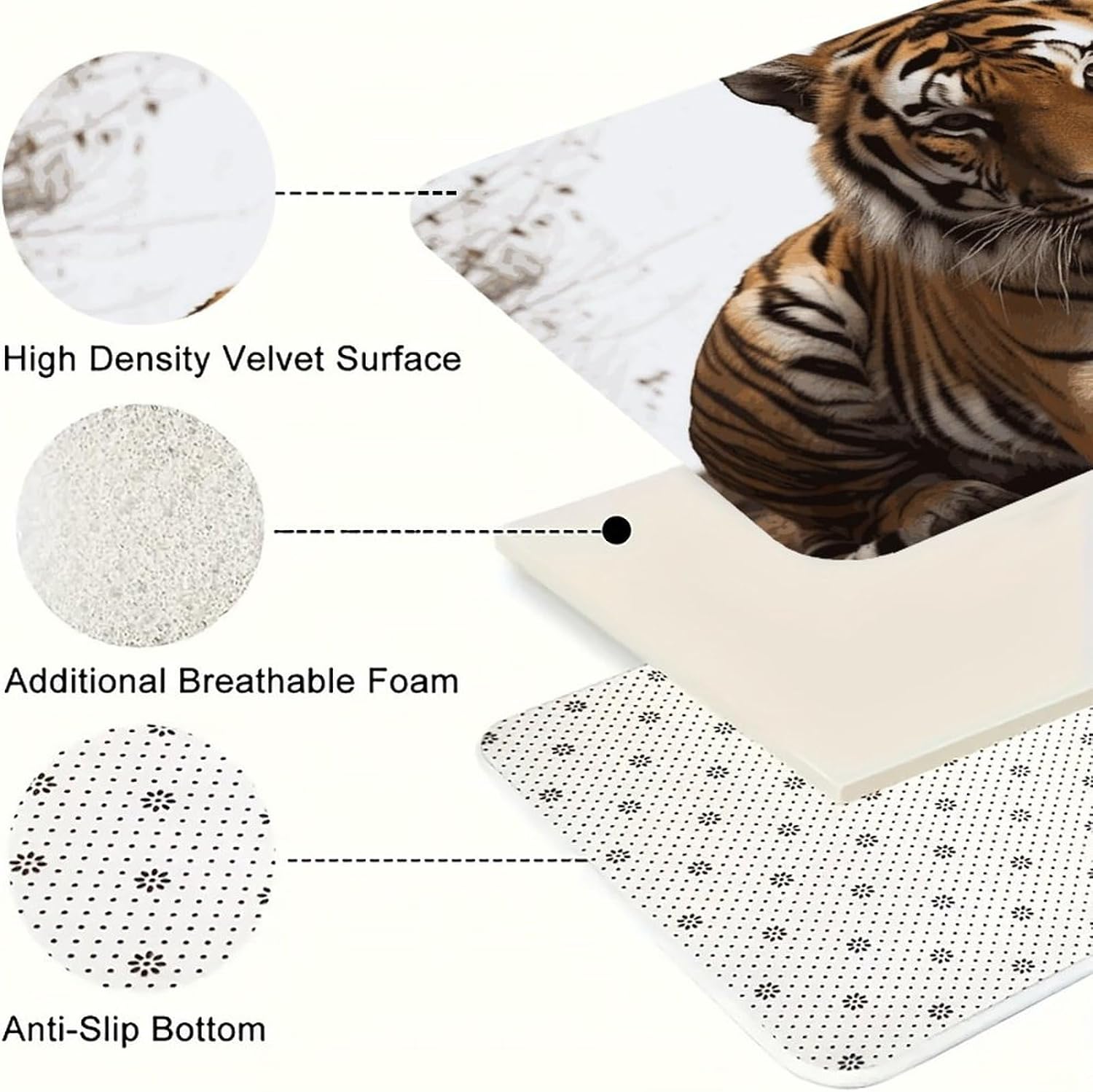 Big Tiger Kitchen Mats for Floor 3 Pcs Kitchen Rugs
