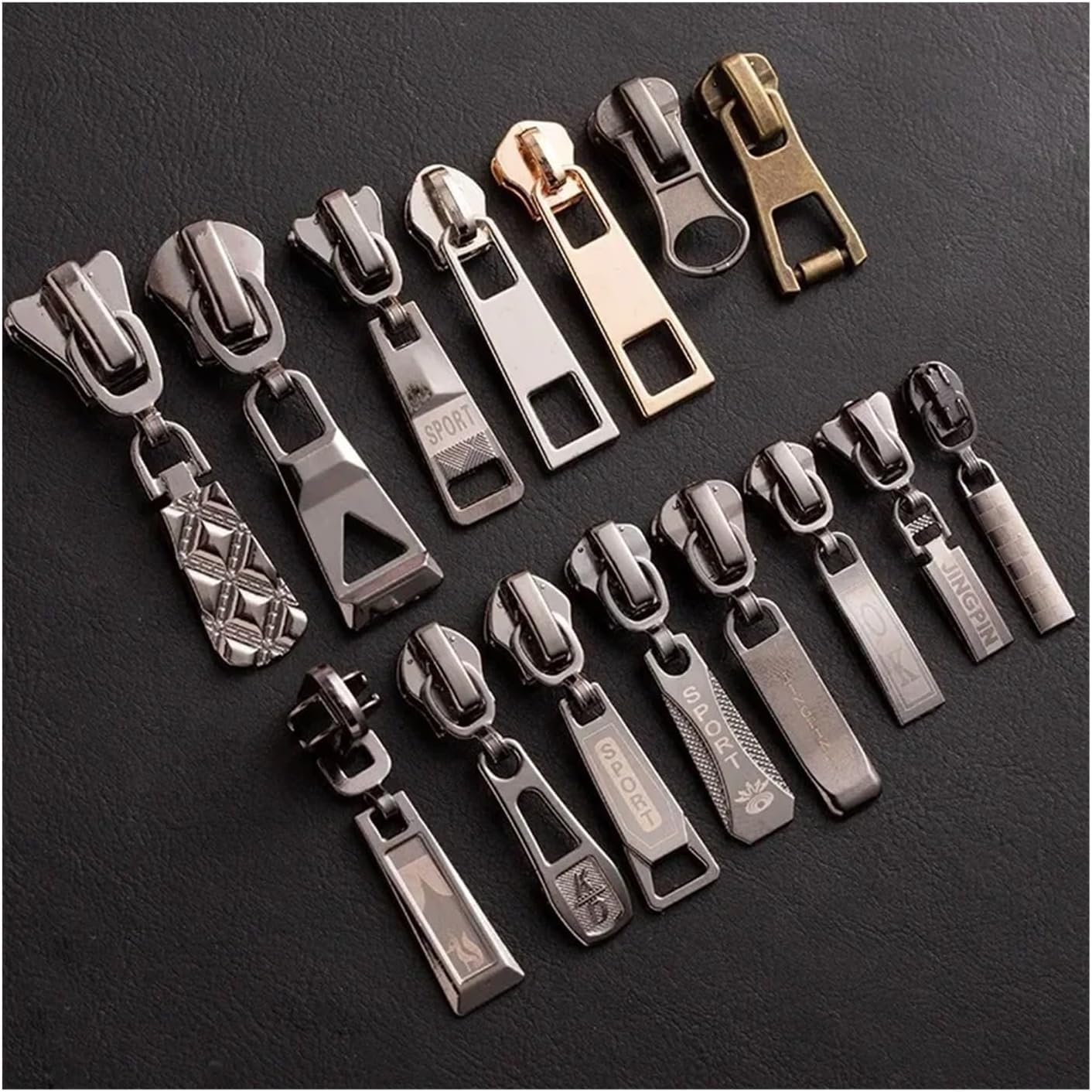 Zamek błyskawiczny, 5 sztuk #8# metalowa głowica automatyczna blokada zestaw naprawczy DIY torby akcesoria do szycia odzieży(F-8#for Resin Zipper)